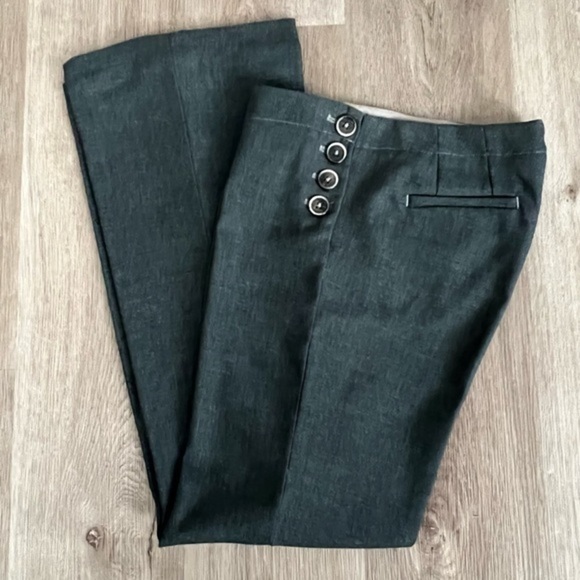 Elevenes for Anthropologie the Brighton, Grayish Green Boot Cut Pants. - Picture 12 of 15
